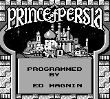 Prince of Persia title screen for GameBoy